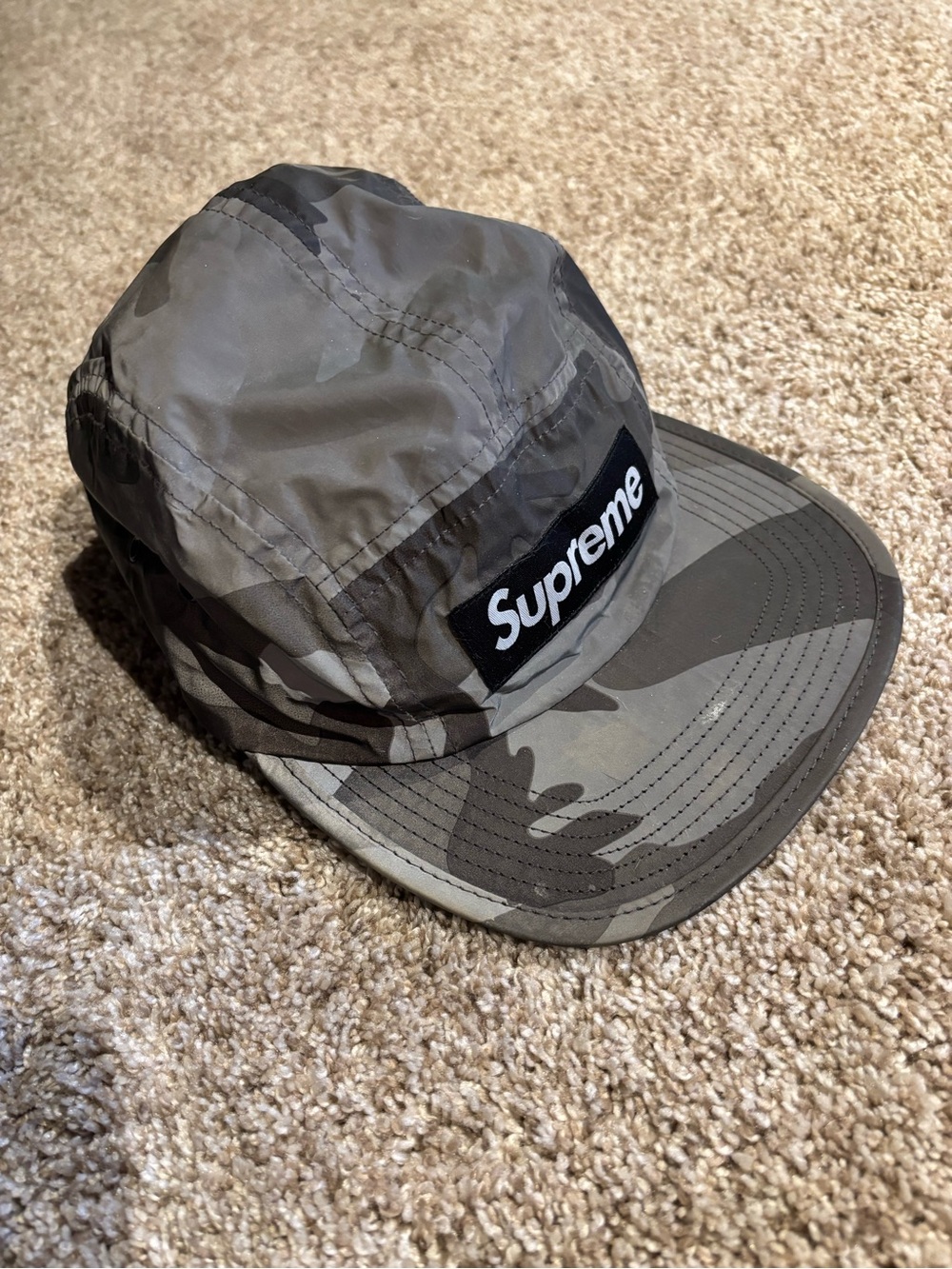 Supreme Men's Gray Camo Box Logo Camp Cap